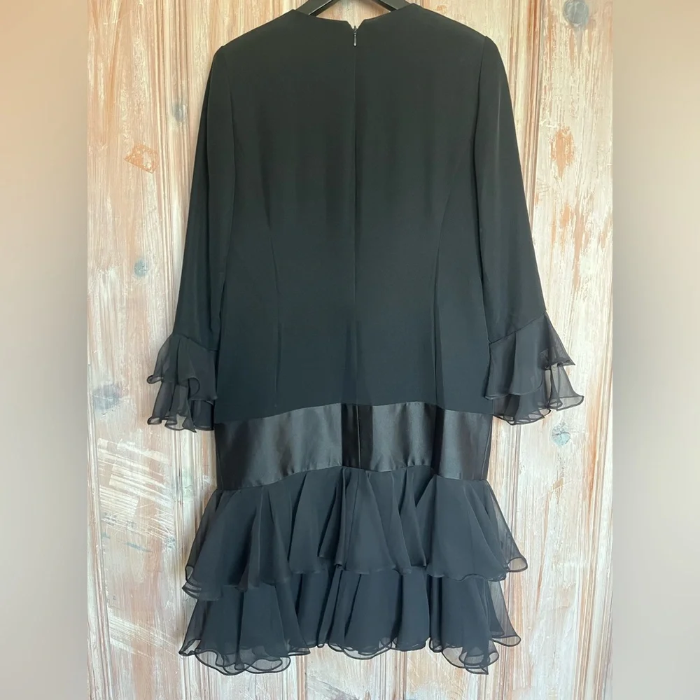 Marlene’s Golden Hanger Vintage Midi Shift Dress Evening Black Size 14 - Picture 4 of 9